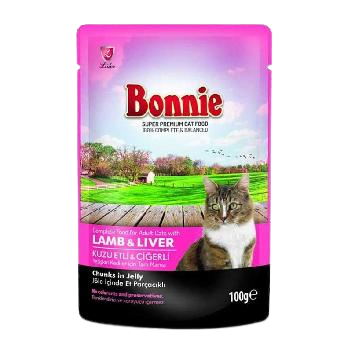 Bonnie Kuzu Etli Ve Cigerli Pouch Yetişkin Kedi Konservesi 100 Gr