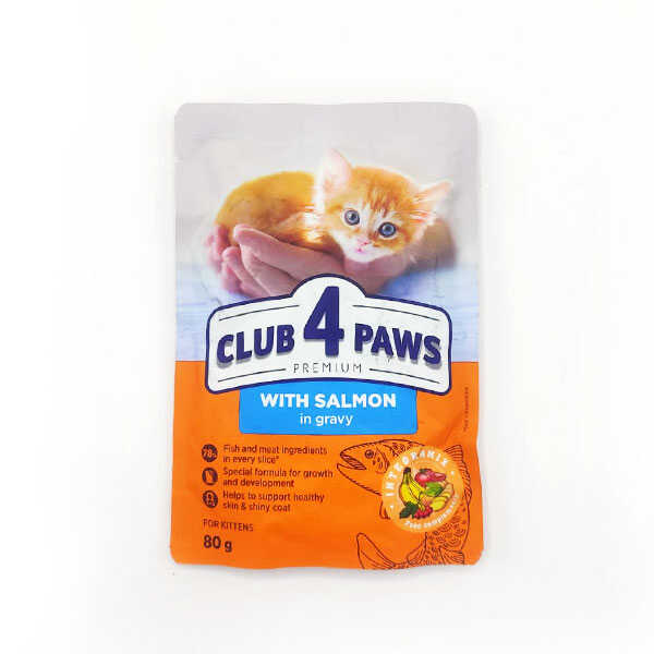 Club4Paws Somonlu Prem.Pouch Yavru Kedi Mama 80Gr - Thumbnail