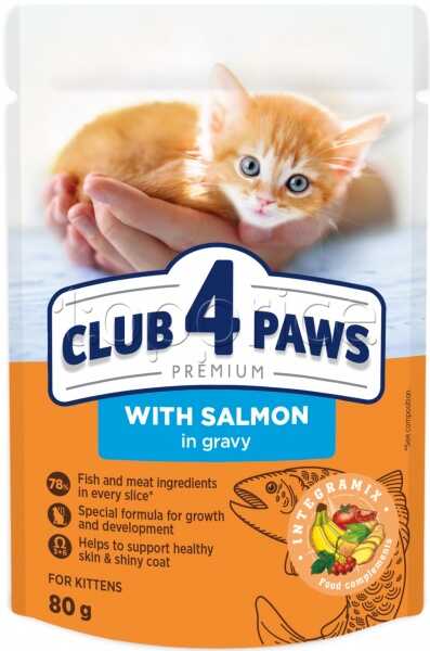 Club4Paws Somonlu Prem.Pouch Yavru Kedi Mama 80Gr - Thumbnail