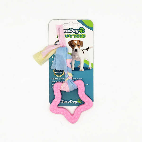 EuroDog Puppy Toys Pembe Beşgen Diş Kaşıma Oyuncağı