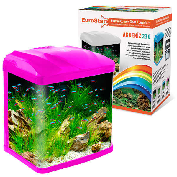 EuroStar Akdeniz 230 Pembe Akvaryum 2w Led (23x16x27 5)