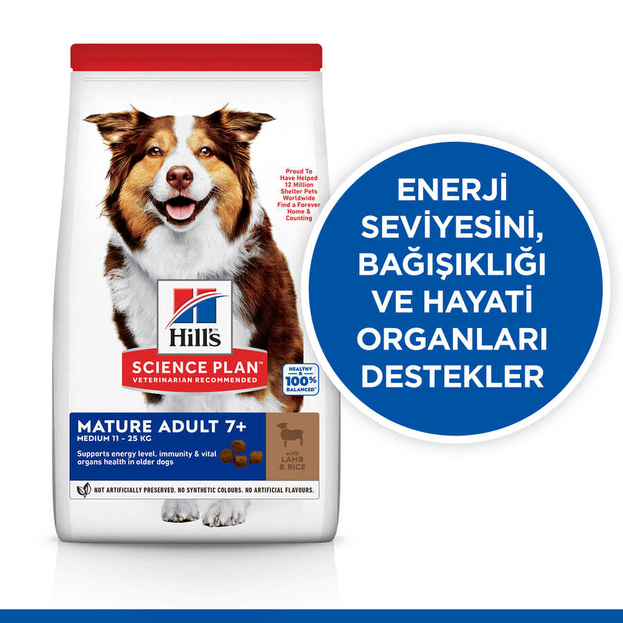 Hills Mature Senior +7 Medium Orta Irk Kuzu Etli Yaşlı Köpek Maması 2,5 Kg - Thumbnail