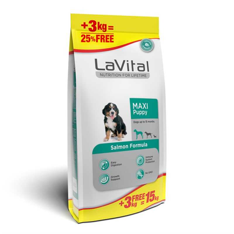 Lavital Büyük Irk Somonlu Yavru Köpek Maması 12+3Kg