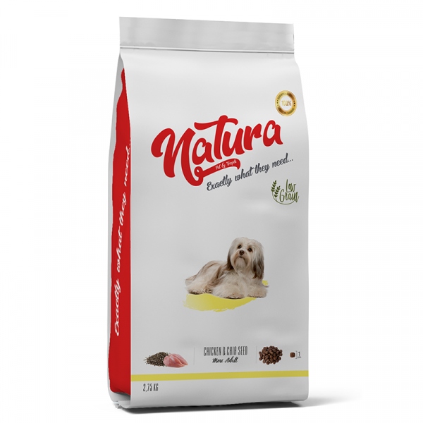 Natura Adult Düşük Tahıllı Tavuklu ve Chia Tohumlu Küçük Irk Yetişkin Köpek Maması 2.75 Kg