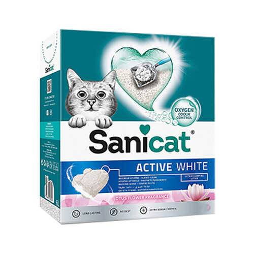 Sanicat Active White Topaklanan Kedi Kumu Lotus Çiçeği Kokulu 6 Lt