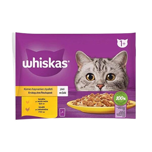 Whiskas Kümes Hayvanları Ziyafeti Tavuklu ve Hindili Kedi Yaş Maması 340 gr (4 X 85 Gr)